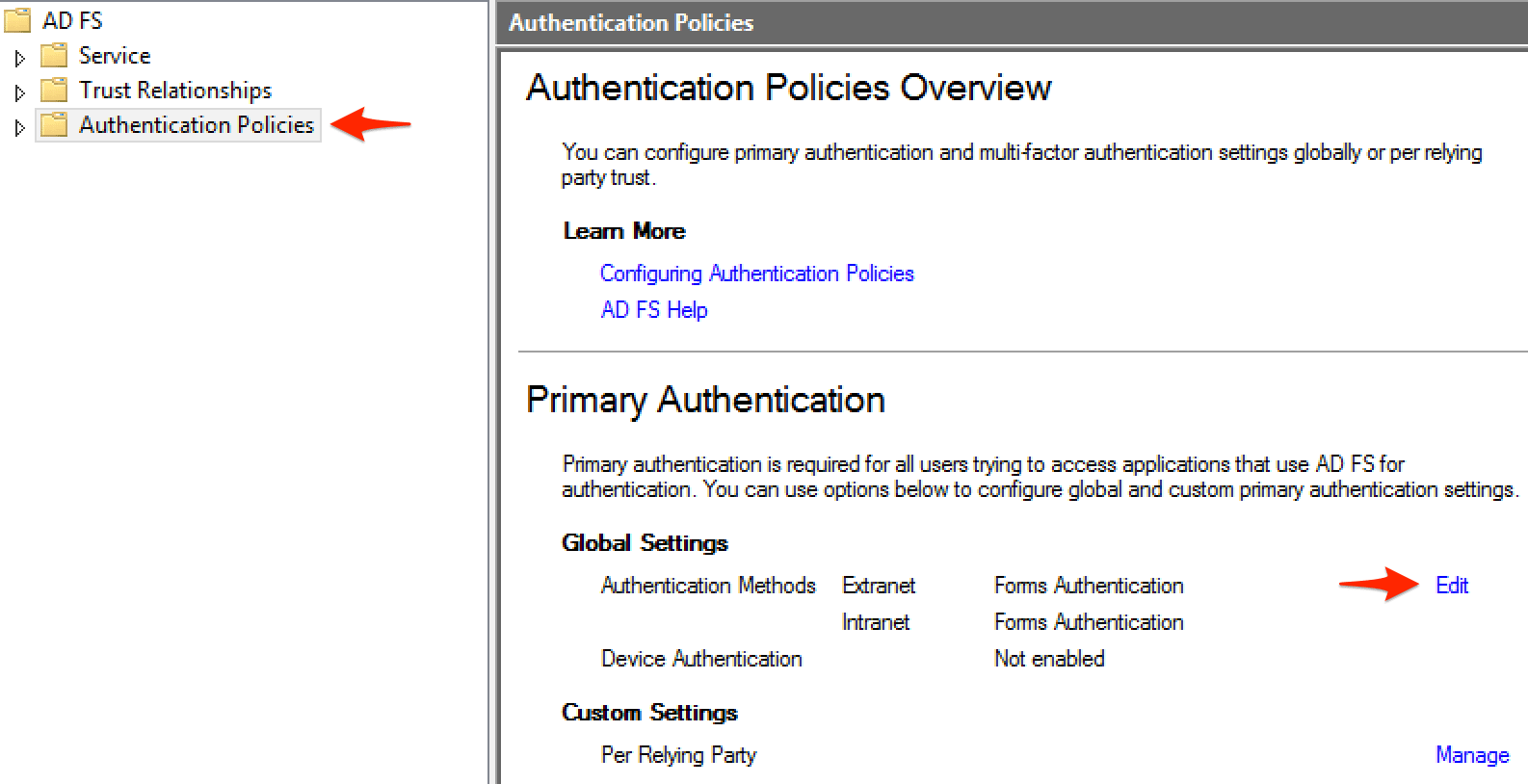 AD-FS-Primary-Auth-Global-Settings